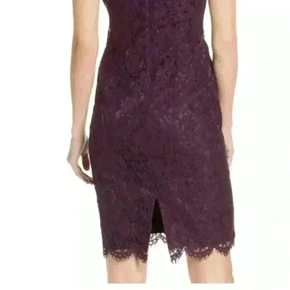 NWT Vince Camuto Plum purple Lace Sheath Dress size 14 - Picture 2 of 10